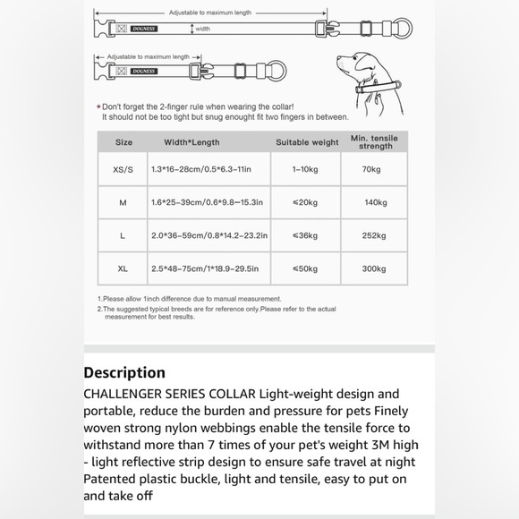 NWT Dogness Collar Size Medium and NWT Dogness M/L Leash Black and gray - Picture 7 of 14